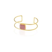 Kadir Jewellery 22 Ayar Altın Kaplama Zirkon Taşlı Ayarlanabilir Vintage Bilezik thumbnail 6