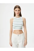 Crop Atlet Bisiklet Yaka Kolsuz Slim Fit Ribanalı - 3