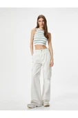 Crop Atlet Bisiklet Yaka Kolsuz Slim Fit Ribanalı - 1