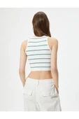 Crop Atlet Bisiklet Yaka Kolsuz Slim Fit Ribanalı - 4