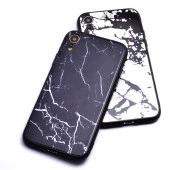 Apple iPhone XR 6.1 Kılıf Zore Mermer Desenli Ebruli Cam Kapak thumbnail 3