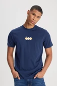 Lee L241521410 Lacivert Erkek Regular Fit Bisiklet Yaka  Lee Logo Baskılı Tşört - 1