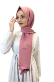Pamuk Caz Şal, Eflatun Scarf Tek Renk Jazz Şal 1001  PUDRA - 1