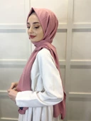 Pamuk Caz Şal, Eflatun Scarf Tek Renk Jazz Şal 1001  PUDRA - 2