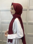 Pamuk Caz Şal, Eflatun Scarf Tek Renk Jazz Şal 1001  BORDO thumbnail 2