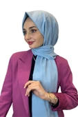 Pamuk Caz Şal, Eflatun Scarf Tek Renk Jazz Şal 1001  BEBE MAVİSİ thumbnail 1