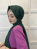 Pamuk Caz Şal, Eflatun Scarf Tek Renk Jazz Şal 1001  ZÜMRÜT - 2