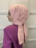 Pamuk Caz Şal, Eflatun Scarf Tek Renk Jazz Şal 1001  TOZ PEMBE - 2