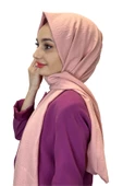 Pamuk Caz Şal, Eflatun Scarf Tek Renk Jazz Şal 1001  TOZ PEMBE - 1
