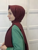 Pamuk Caz Şal, Eflatun Scarf Tek Renk Jazz Şal 1001  KOYU BORDO - 2