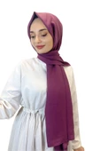Pamuk Caz Şal, Eflatun Scarf Tek Renk Jazz Şal 1001  MÜRDÜM - 1