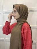 Pamuk Caz Şal, Eflatun Scarf Tek Renk Jazz Şal 1001  KAHVE thumbnail 2