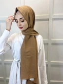 Pamuk Caz Şal, Eflatun Scarf Tek Renk Jazz Şal 1001  KOYU TAŞ thumbnail 2