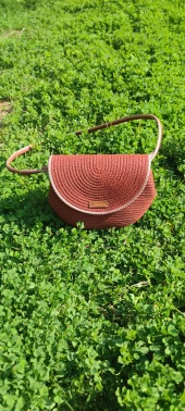 El İşi Tres  & Hasır İp Model, Çapraz Askı, Kadın Omuz Çantası - 2