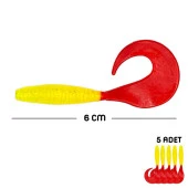 Silikon Kurt Sahte Yem - 60mm - Kırmızı/Sarı - 5'li Paket - Yumy (456-18065) - 1