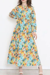 Desenli Elbise Suyeşili - 18290.1778. thumbnail 3