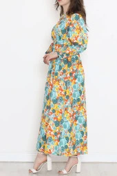 Desenli Elbise Suyeşili - 18290.1778. thumbnail 5