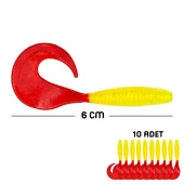 Silikon Kurt Sahte Yem - 60mm - Kırmızı/Sarı - 10'lu Paket - Yumy (456-18065) thumbnail 1