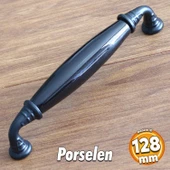 Gerçek Porselen Siyah 128 Mm Mobilya Kulpları Çekmece Mutfak Dolap Kulplar Kapak Kulpu Kulbu Dolabı - 1
