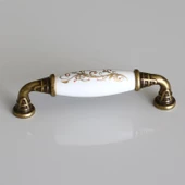 Gerçek Porselen Eskitme Antik Sarı 96 mm Mobilya Mutfak Çekmece Dolap Dolabı Kulpu Kulbu Kulpları - 3