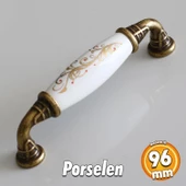 Gerçek Porselen Eskitme Antik Sarı 96 mm Mobilya Mutfak Çekmece Dolap Dolabı Kulpu Kulbu Kulpları - 1