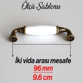 Gerçek Porselen Eskitme Antik Sarı 96 mm Mobilya Mutfak Çekmece Dolap Dolabı Kulpu Kulbu Kulpları - 4