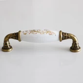 Gerçek Porselen Eskitme Antik Sarı 96 mm Mobilya Mutfak Çekmece Dolap Dolabı Kulpu Kulbu Kulpları - 5