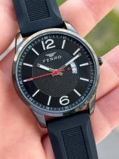 Ferro Takvimli Siyah Renk Slikon Kordon 30 Mt Su Geçirmez Erkek Kol Saat EFM31359-J2 thumbnail 2