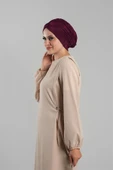 Şarabi Pratik Hazır Geçmeli Tesettür Bone Fukuro Piliseli Tek Çapraz Büzgülü 1824_08 - 2