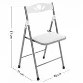 Eportatif Mutfak Masa Sandalye Seti Bahçe Yemek Masa Seti Yuvarlak Beyaz 1050 - 8