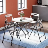 Eportatif Mutfak Masa Sandalye Seti Bahçe Yemek Masa Seti Yuvarlak Beyaz 1050 - 2