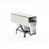 Eportatif Mutfak Masa Sandalye Seti Bahçe Yemek Masa Seti Yuvarlak Beyaz 1050 - 9