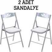 Eportatif Katlanır Mutfak Sandalyesi Kırma Koltuk Beyaz 2 Adet 1054 - 1