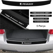 Peugeot 207 İçin Uyumlu Aksesuar Oto Bağaj Ve Kapı Eşiği Sticker Set Karbon - 1