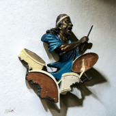 Tutkulu davulcu heykeli, el yapımı duvara asılan sanat eseri, karanlıkta parlayan - Mukemel orijinal - 7