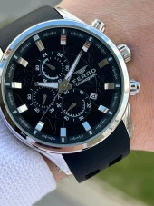 Ferro Takvimli Siyah Renk Slikon Kordon 30 Mt Su Geçirmez Erkek Kol Saat EFM31354-J2 thumbnail 1