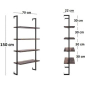 Eportatif Duvar Rafı Metal Kitaplık Mobilya 4 Katlı 1072 - 1