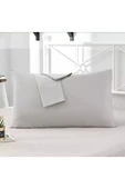 MODELHOME Krem Renkli Pamuklu Kumaştan Kapaklı Yastık Kılıfı (2 Adet) 50 X 70 Cm - 12