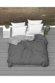MODELHOME Çift Kişilik İki Renkli (Mavi - Gri ) Pamuklu Ranforce Kumaş Nevresim, Yorgan Kılıfı (200 x 230 cm) - 5