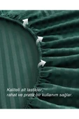 MODELHOME Antrasit Renkli, Çift Kişilik Pamuklu Çizgili Saten Lastikli Çarşaf Takımı - 4