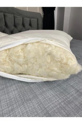 Boyun Fıtığı Ve Boyun Düzleşmesi Için Doğal %100 Kokusuz Yün Yastık 50x70 1350 Gr - 1