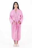 MODELHOME Soft Line Pamuklu Şalyaka Pembe Renkli (L-XL-2XL-3XL-4XL) Büyük / Battal Beden Bornoz - 1