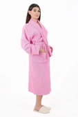 MODELHOME Soft Line Pamuklu Şalyaka Pembe Renkli (L-XL-2XL-3XL-4XL) Büyük / Battal Beden Bornoz - 3