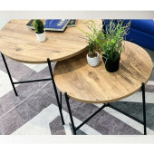 Eportatif Orta Zigon Sehpa İkili Sehpa Yuvarlak Dekoratif 1091 - 2