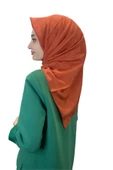Jakarlı Monogram Eşarp, Piramit Monogram, Desenli Eşarp 01009  KİREMİT - 1