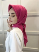 Jakarlı Monogram Eşarp, Piramit Monogram, Desenli Eşarp 01009  FUŞYA thumbnail 3