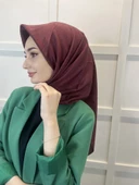 Jakarlı Monogram Eşarp, Piramit Monogram, Desenli Eşarp 01009  BORDO thumbnail 2