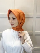Jakarlı Monogram Eşarp, Piramit Monogram, Desenli Eşarp 01009  ORANGE thumbnail 2