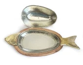 Shark Anatolia Orkinos Kapaklı El Dövmesi Bakır Balık SunumTabağı 50 cm - 6