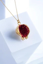 Bereket Serisi Kırmızı Kadın Nar Otantik Gümüş Kolye - 2